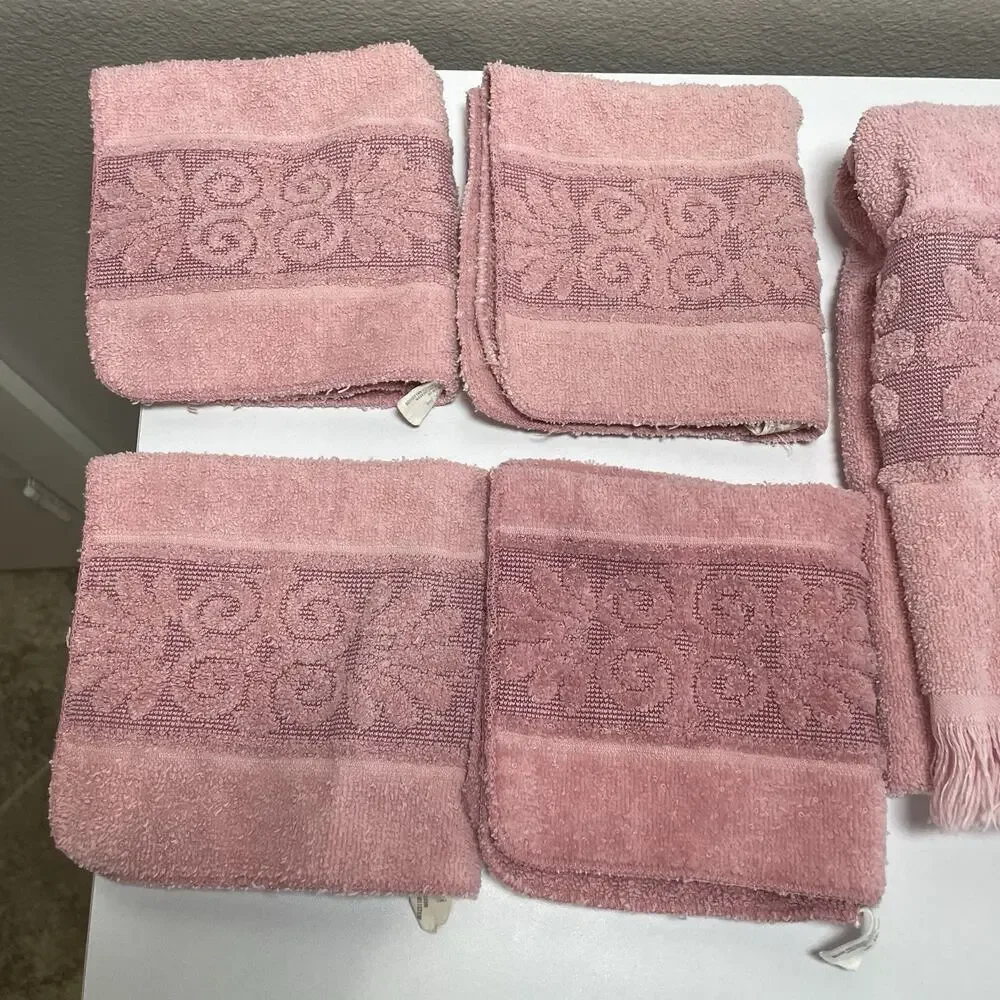 Cannon Monticello Santa Cruz Towels Pink Mauve 1 Bath 2 Hand 4 Washcloth Fringe